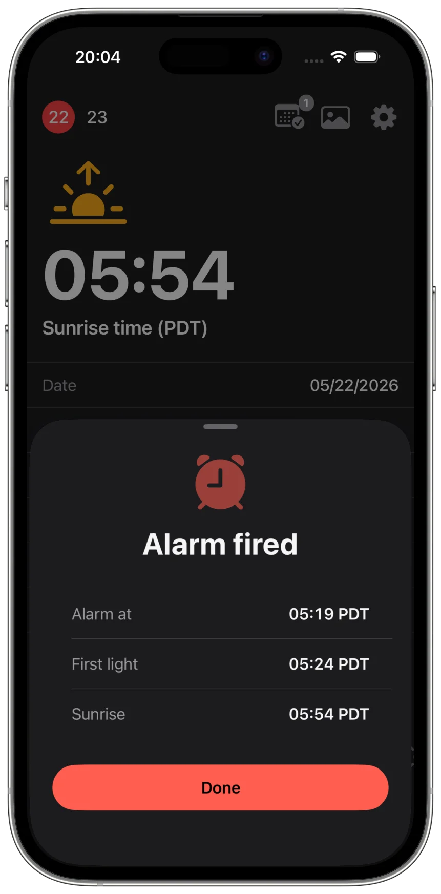 Sunrise alarm